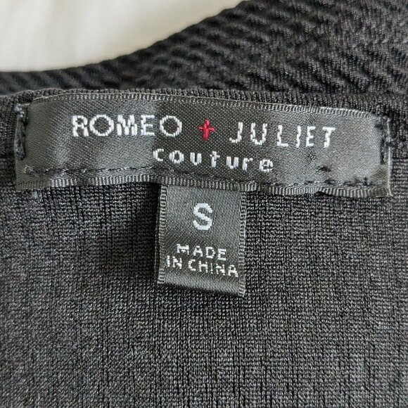 Romeo & Juliet Couture Sheath Dress Small Black Stretch V-Neck Bell Sleeve - Picture 6 of 16